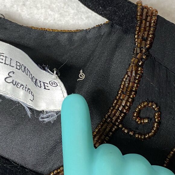 VTG Papell Boutique Silk Beaded Top Womens L Retro Glam‎ Formal Whimsigoth Party - Picture 9 of 10